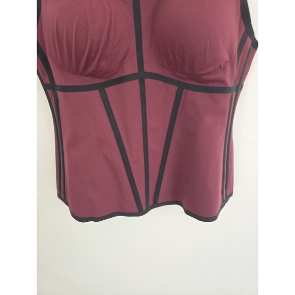 Honeylove Boldness Tank Compression Top Shapewear Wireless Cups Burgundy Red XL - Picture 3 of 11